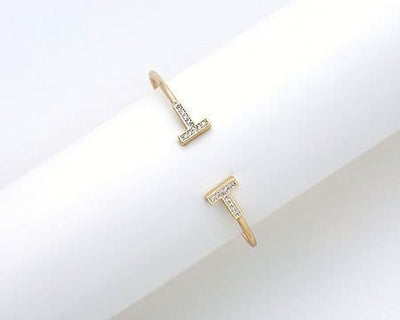 Dainty Pave T Bracelet-Gold - Infinity Raine