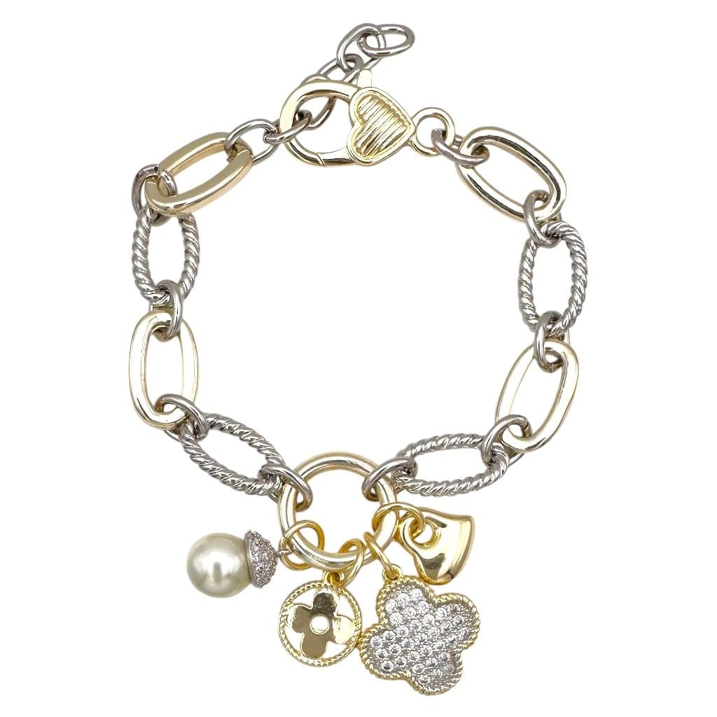 Fossick Imports Jewelry - Bracelets Two Tone Chain Charm Bracelet 00871670
