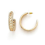 Fossick Imports Jewelry - Earrings Gold Latice Pave Hoop Earring 35302902