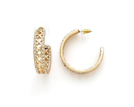 Fossick Imports Jewelry - Earrings Gold Latice Pave Hoop Earring 35302902