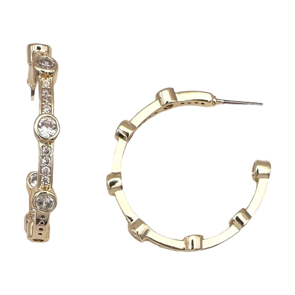 Fossick Imports Jewelry - Earrings Medium Gold CZ Hoop Earrings 87985910