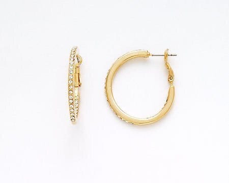 Fossick Imports Jewelry - Earrings Medium Gold Thin CZ Hoop 62926326