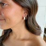 Fossick Imports Jewelry - Earrings Rectangle CZ Stone Gold Hoop Earrings 66968310