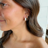 Fossick Imports Jewelry - Earrings Rectangle CZ Stone Gold Hoop Earrings 66968310