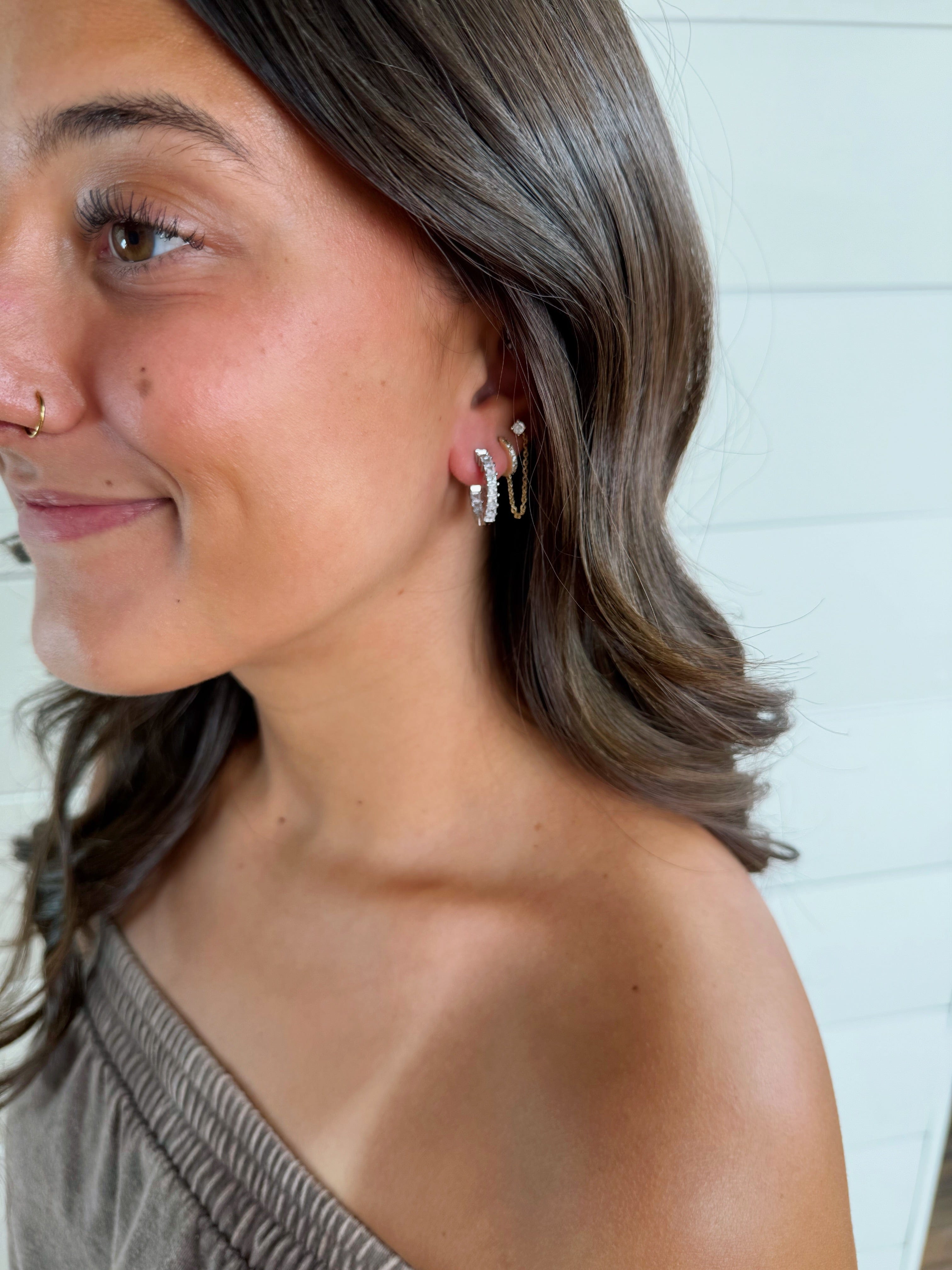 Fossick Imports Jewelry - Earrings Small CZ Huggie Hoop Earrings 66214646