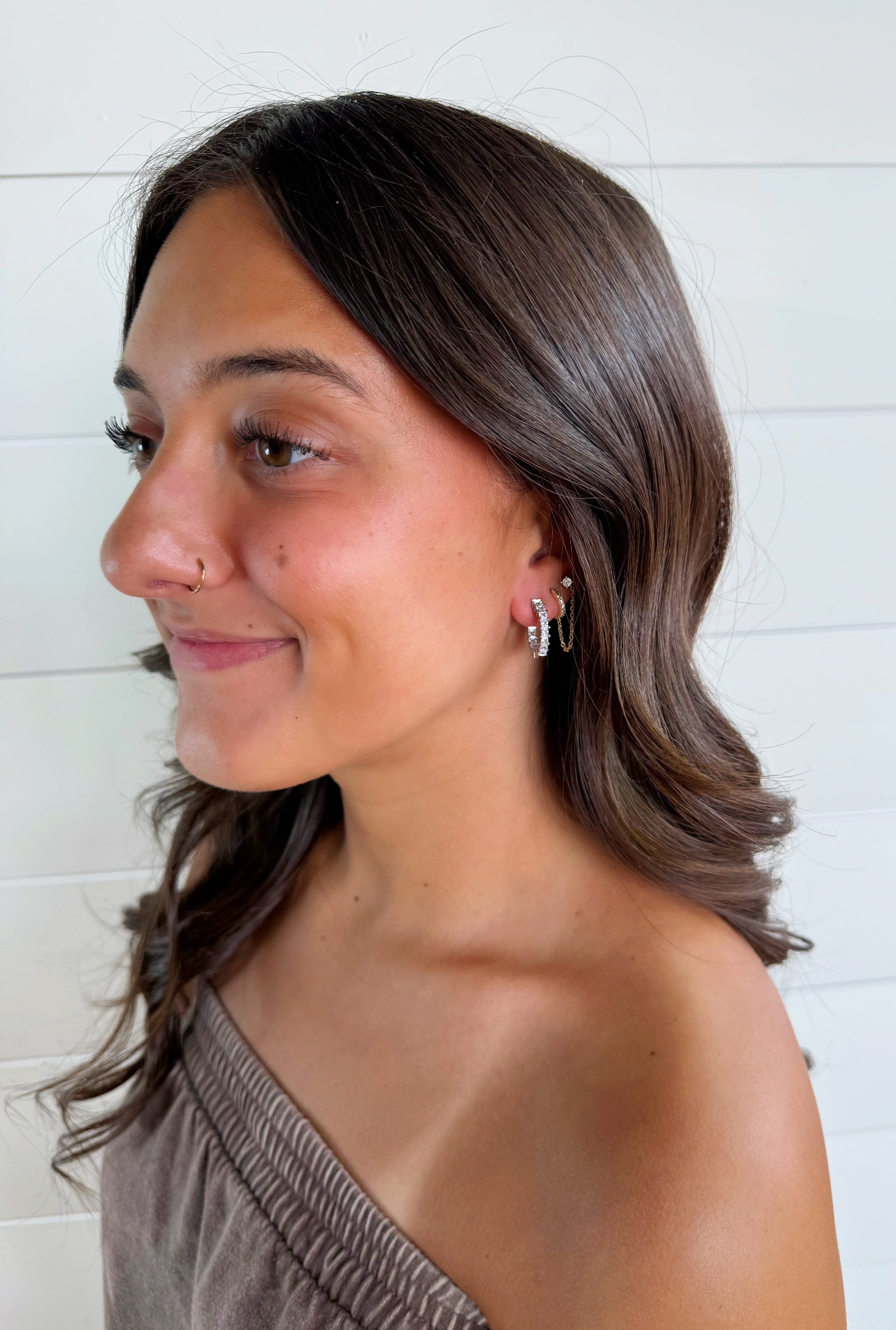 Fossick Imports Jewelry - Earrings Small CZ Huggie Hoop Earrings 66214646