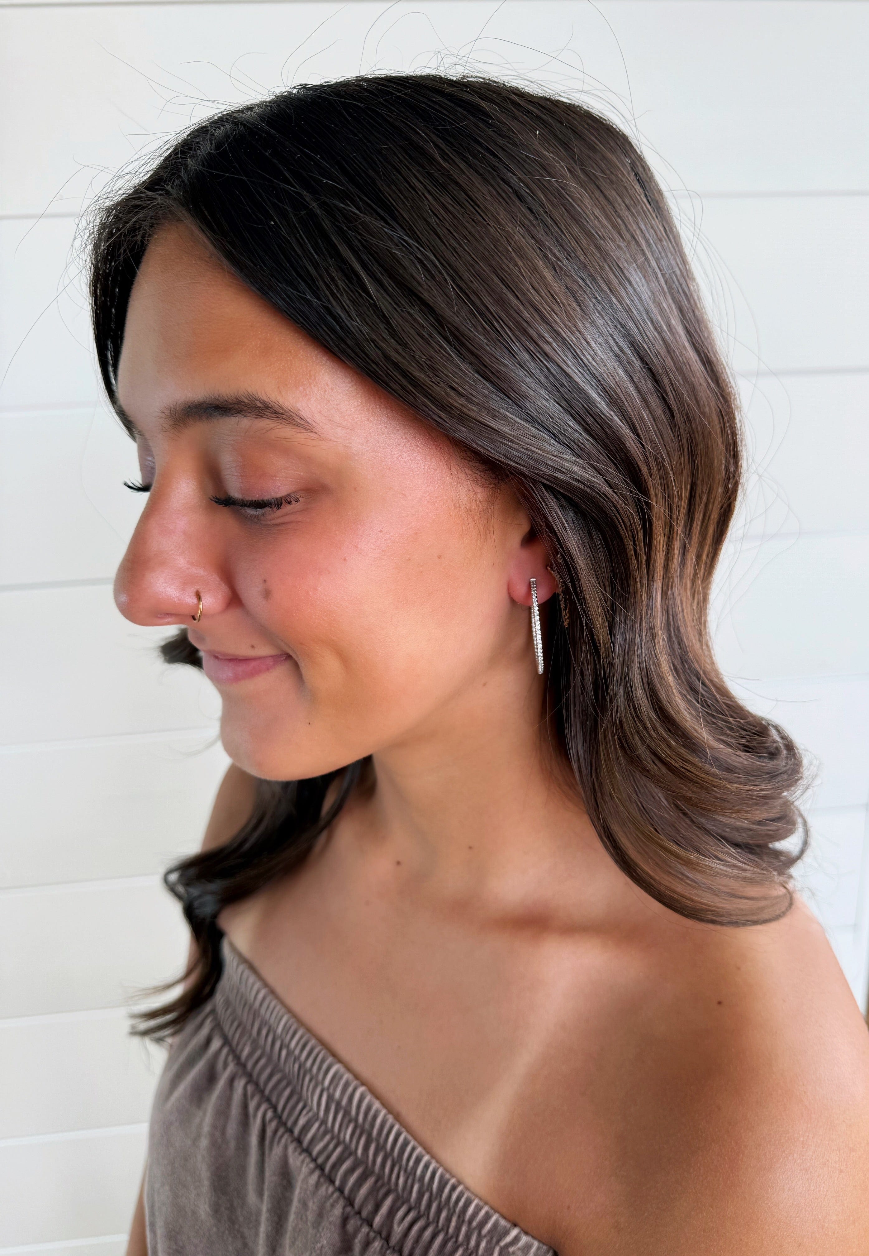 Fossick Imports Jewelry - Earrings Thin CZ Hoop Earrings