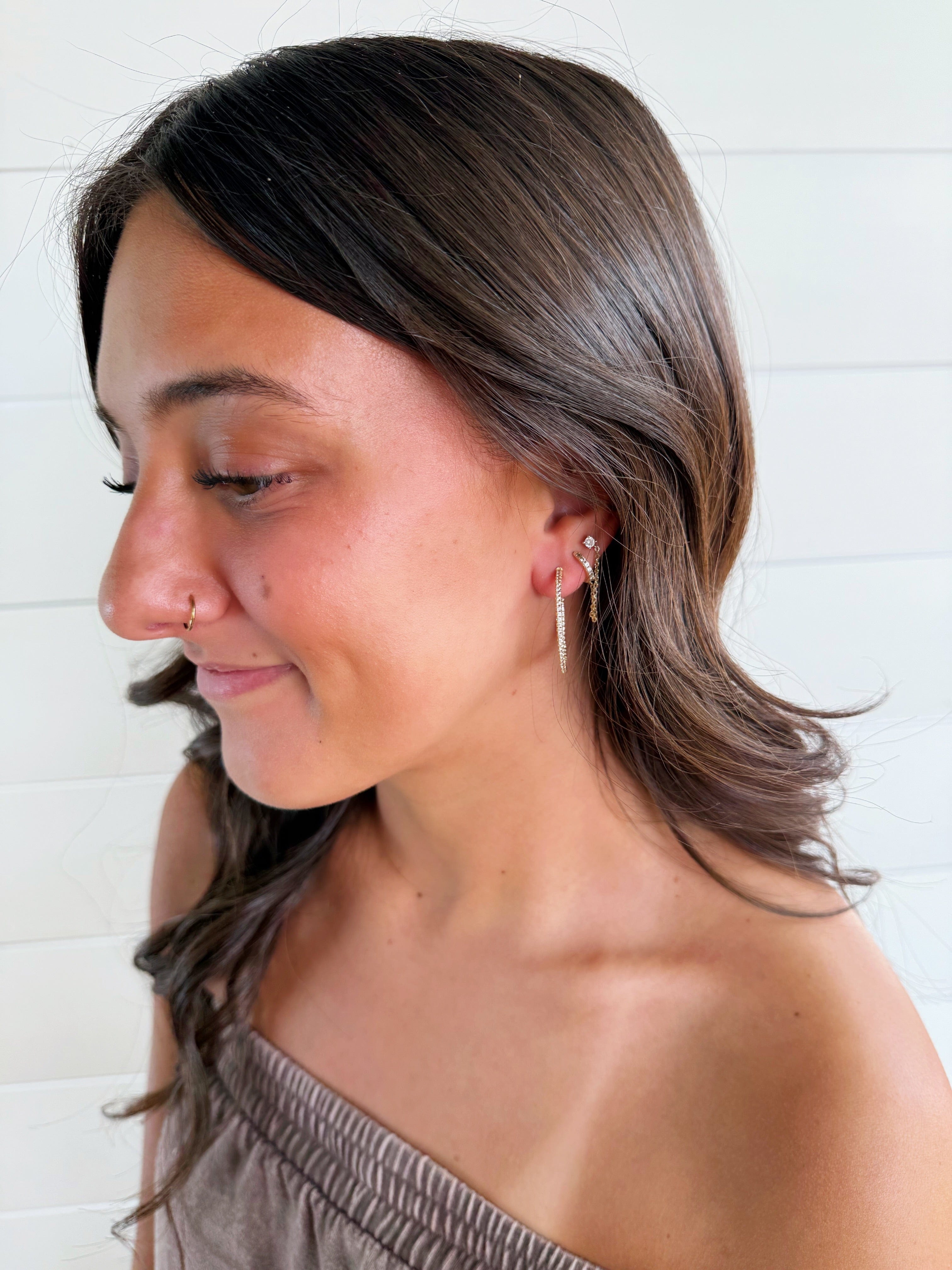 Fossick Imports Jewelry - Earrings Thin CZ Hoop Earrings