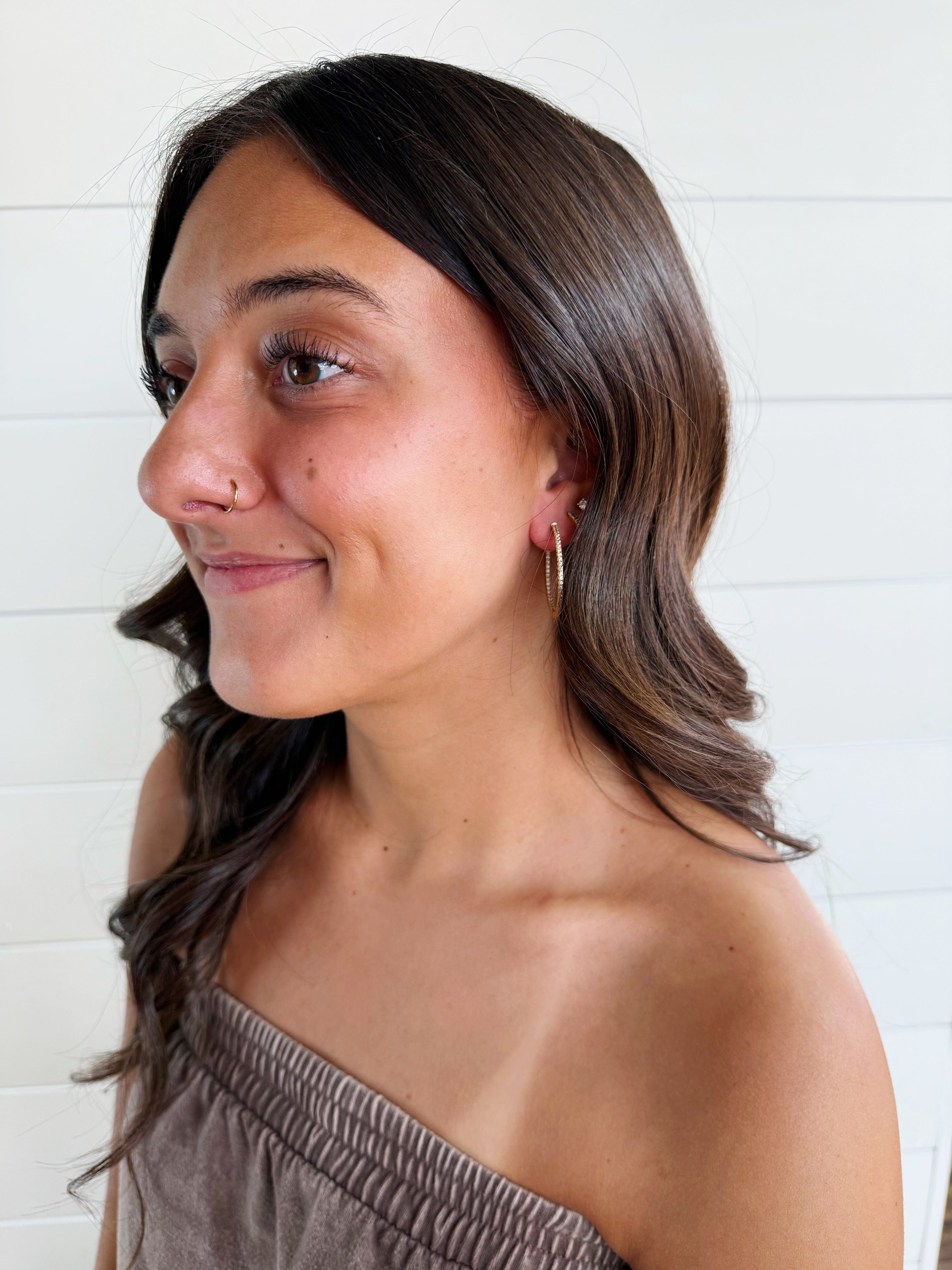 Fossick Imports Jewelry - Earrings Thin CZ Hoop Earrings