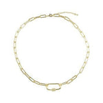 Paper Clip Oval Pendant Necklace In Gold - Infinity Raine