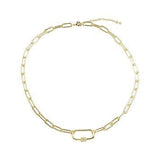 Paper Clip Oval Pendant Necklace In Gold - Infinity Raine