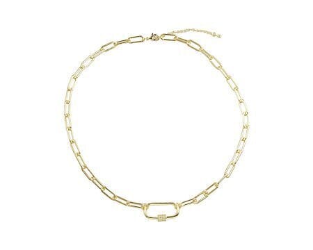 Paper Clip Oval Pendant Necklace In Gold - Infinity Raine
