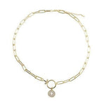 Paper Clip Pave Cross Pendant Necklace In Gold - Infinity Raine
