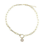 Paper Clip Pave Cross Pendant Necklace In Gold - Infinity Raine