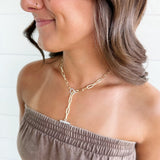 Fossick Imports Jewelry - Necklaces Paper Clip Pave Toggle Gold Necklace 67378422
