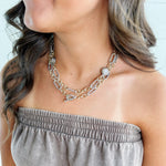 Fossick Imports Jewelry - Necklaces Two Tone Cable Pave Circle Link Necklace 64298230
