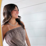 Fossick Imports Jewelry - Necklaces Two Tone Cable Pave Circle Link Necklace 64298230