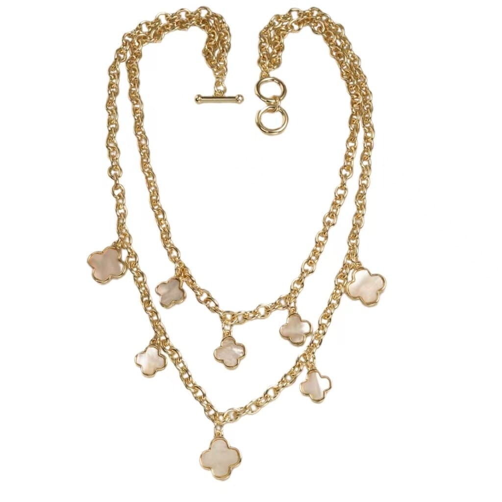 Double Chain Clover Necklace-Multi - Infinity Raine