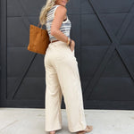 Foxglove Corduroy Belted Pants In Cream - Infinity Raine