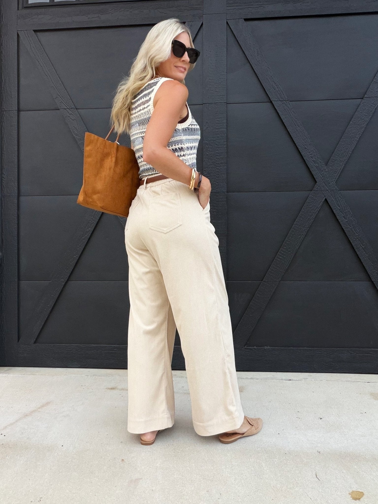 Foxglove Corduroy Belted Pants In Cream - Infinity Raine