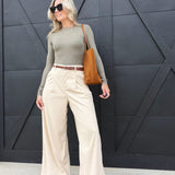 Foxglove Corduroy Belted Pants In Cream - Infinity Raine