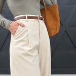Foxglove Corduroy Belted Pants In Cream - Infinity Raine