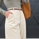 Foxglove Corduroy Belted Pants In Cream - Infinity Raine