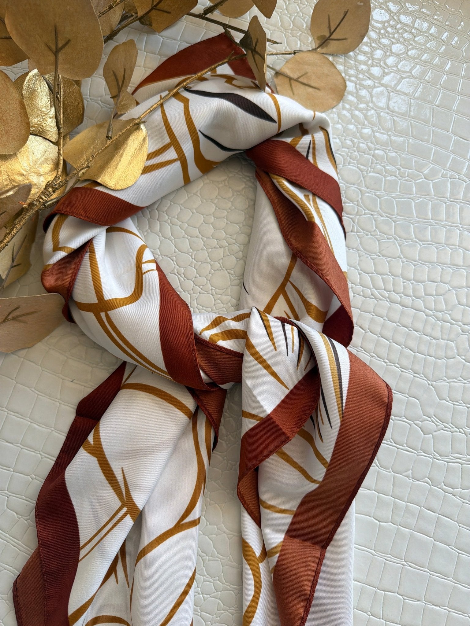Framed Panel Lily Outline Square Scarf - Infinity Raine