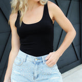 Ponte Basic Bodysuit In Black - Infinity Raine