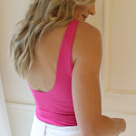 Ponte Basic Bodysuit In Hot Pink - Infinity Raine
