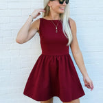 French Connection Arza Low Back Mini Dress In Cabernet - Infinity Raine