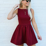 French Connection Arza Low Back Mini Dress In Cabernet - Infinity Raine