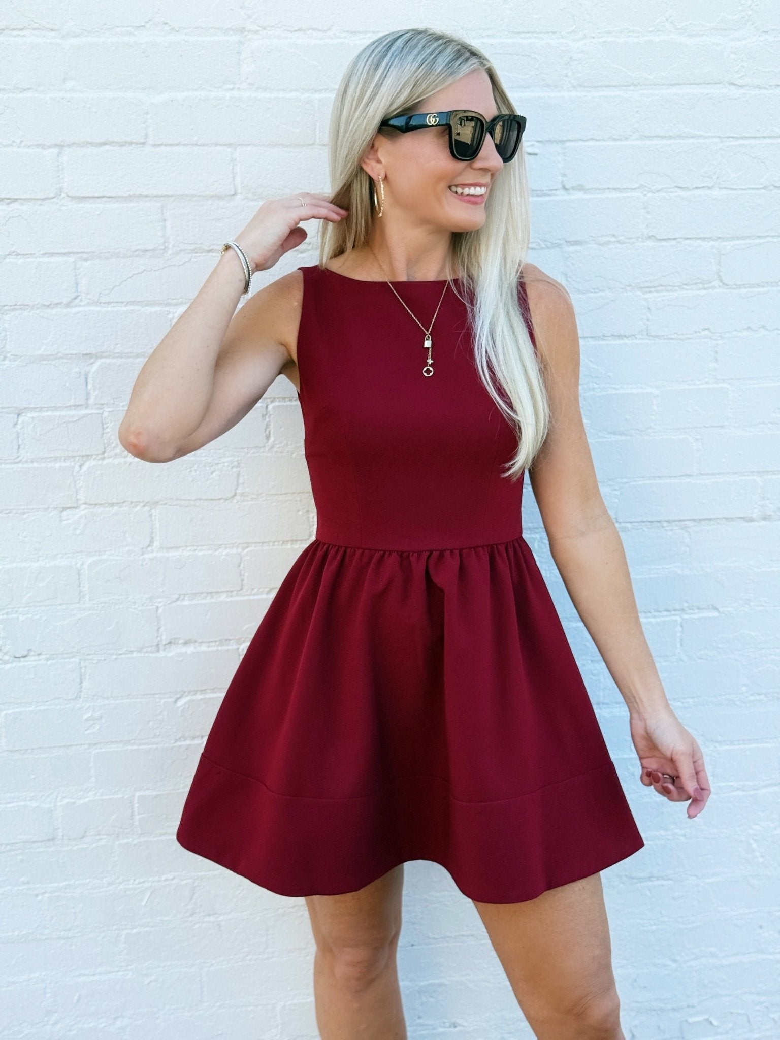 French Connection Arza Low Back Mini Dress In Cabernet - Infinity Raine