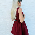 French Connection Arza Low Back Mini Dress In Cabernet - Infinity Raine