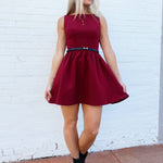 French Connection Arza Low Back Mini Dress In Cabernet - Infinity Raine