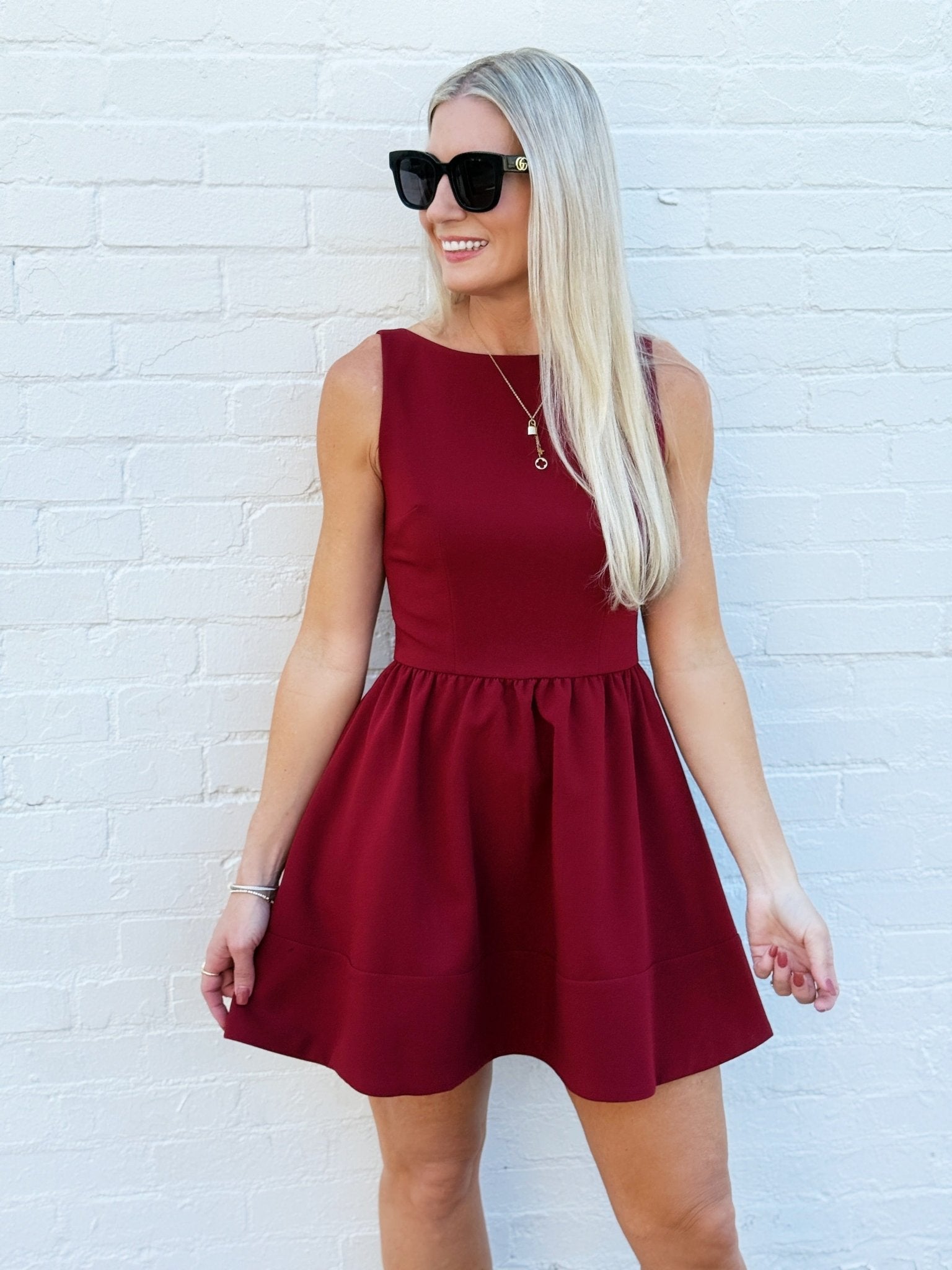 French Connection Arza Low Back Mini Dress In Cabernet - Infinity Raine