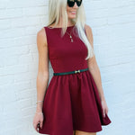 French Connection Arza Low Back Mini Dress In Cabernet - Infinity Raine