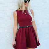 French Connection Arza Low Back Mini Dress In Cabernet - Infinity Raine