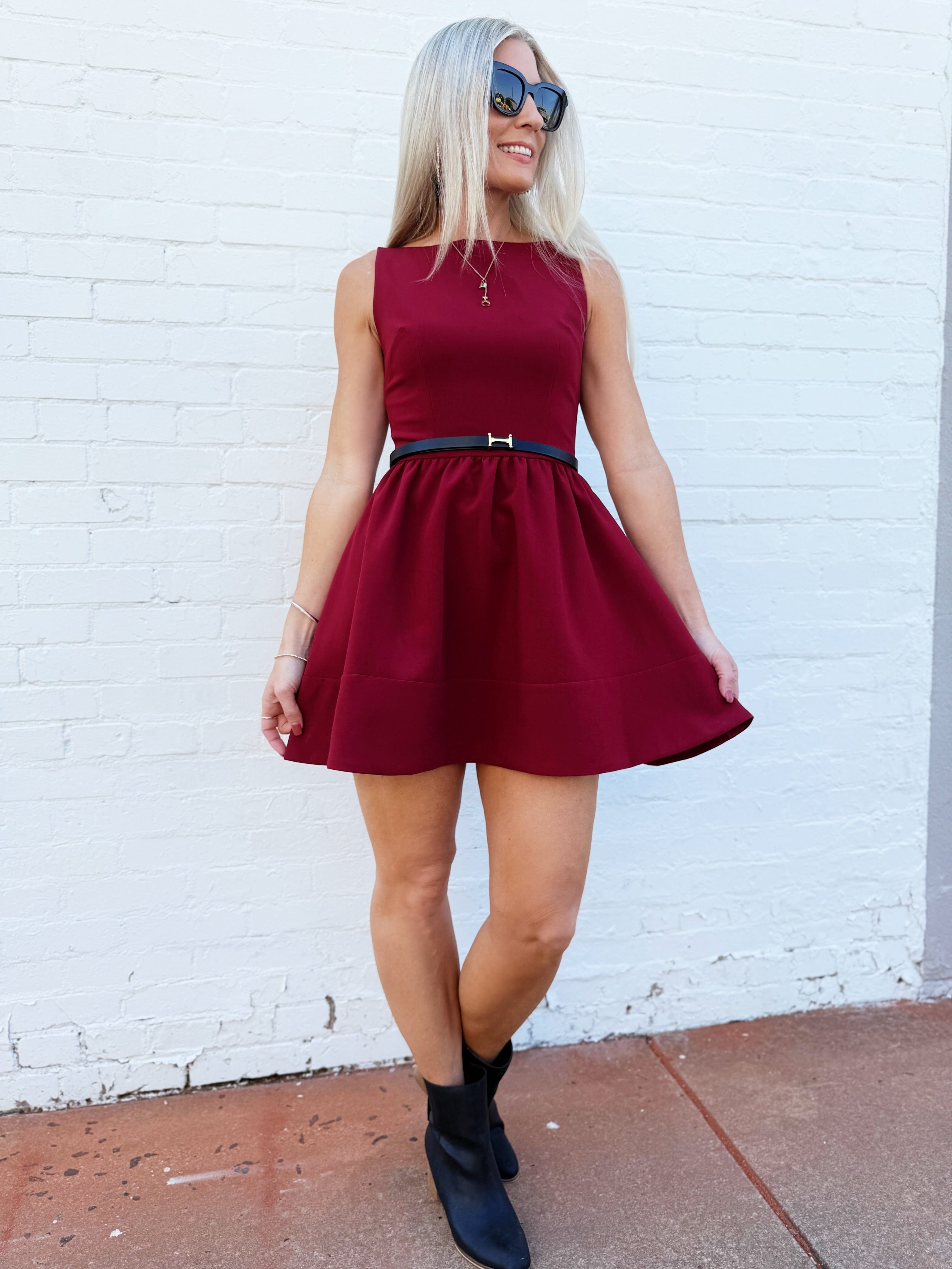 French Connection Dresses Arza Low Back Mini Dress In Cabernet