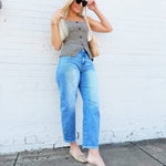 French Connection Hounds Tooth Sleeveless Top In Brown - Infinity Raine