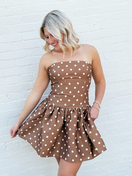 Taffeta Polka Dot Mini Dress | French Connection | Dresses | Brown | 2 Taffeta Polka Dot Mini Dress | French Connection | Dresses | Brown | 2