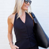 French Connection Tops - Tanks French Connection Harry Suiting Belted Halter Top In Black