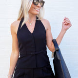 French Connection Tops - Tanks French Connection Harry Suiting Belted Halter Top In Black