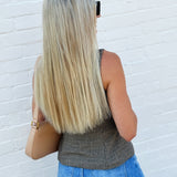 French Connection Hounds Tooth Sleeveless Top In Brown - Infinity Raine