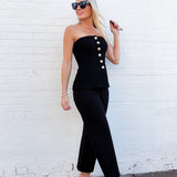French Connection Tweed Strapless Top In Black - Infinity Raine