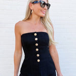French Connection Tweed Strapless Top In Black - Infinity Raine