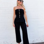 French Connection Tweed Strapless Top In Black - Infinity Raine
