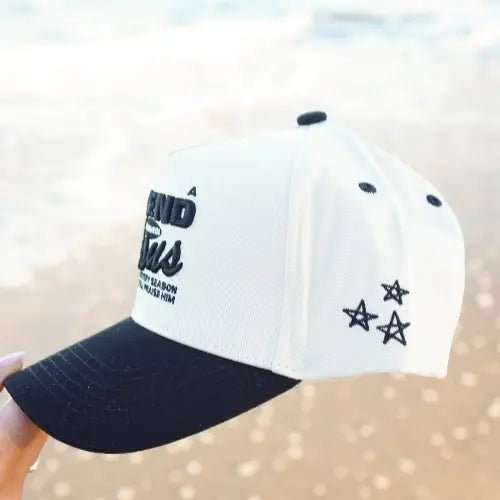 Friend in Jesus - Black Vintage Trucker Hat - Infinity Raine