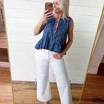 Front Double Tie Sleeveless Top In Medium Wash - Infinity Raine