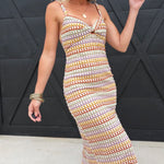 Front Twist Multi Color Crochet Midi Dress - Infinity Raine
